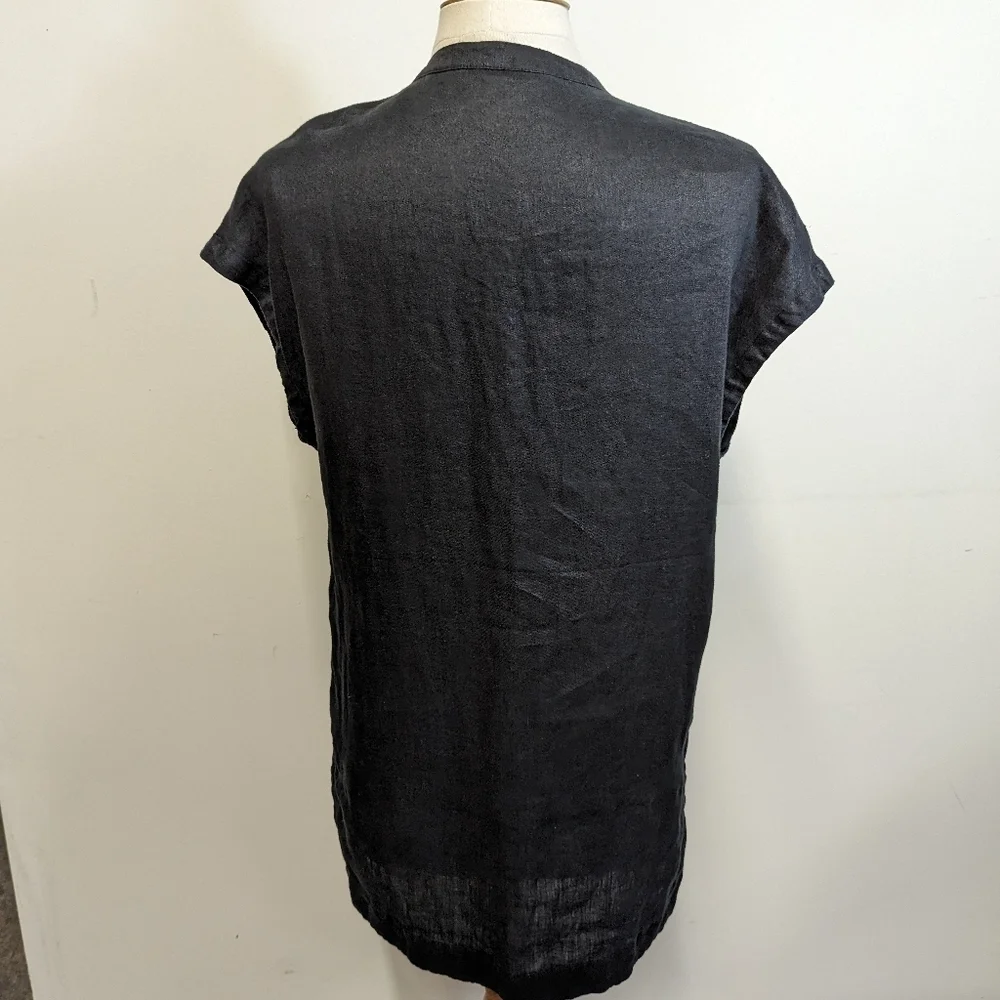 ATHLETA Black Column Embroidered Beach Pool Cover Up Linen Oversized XXS